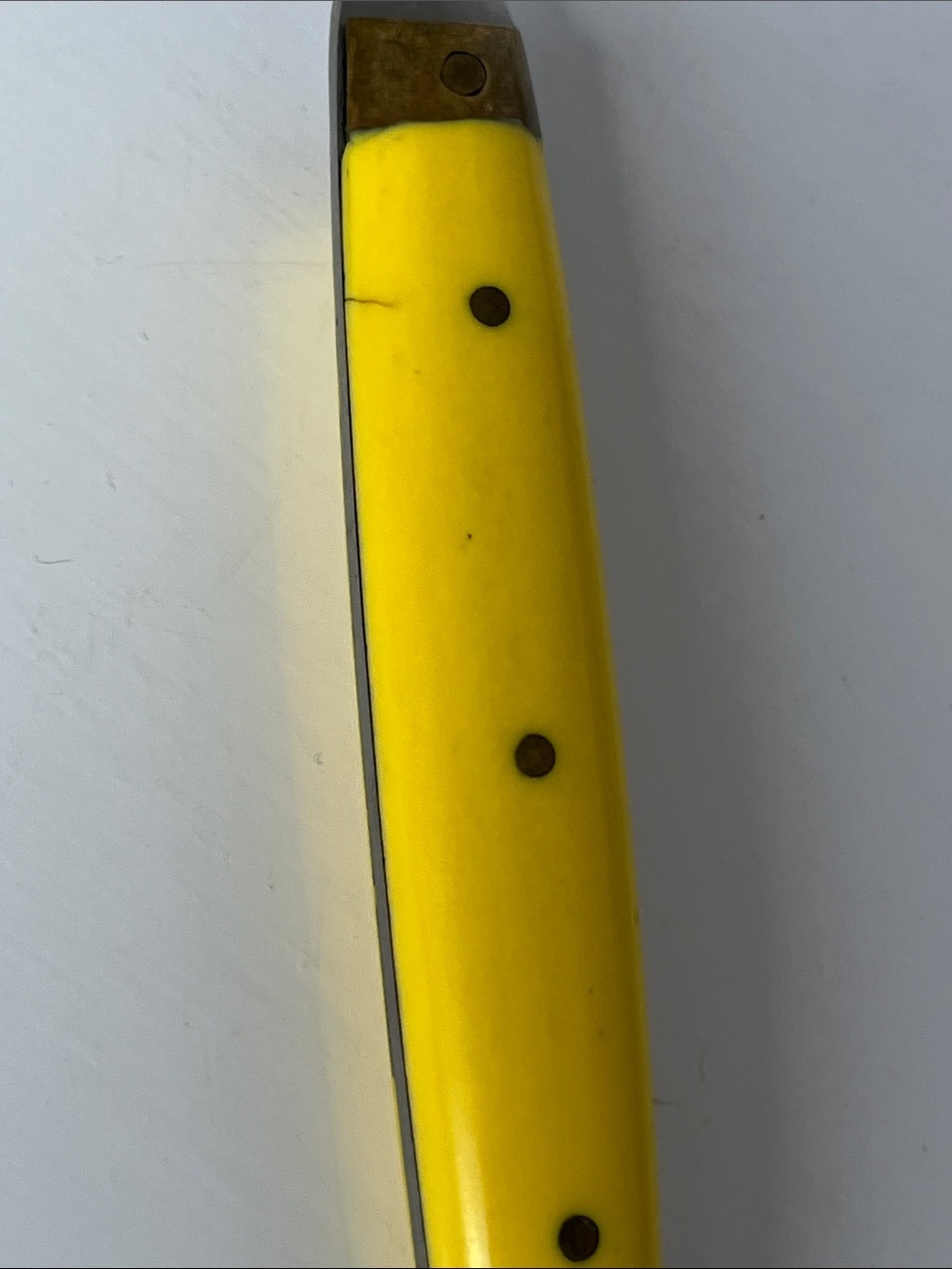 Vintage Bonniers France Yellow Handle Fork Set Brass Accent French Flatware - Picture 4 of 9